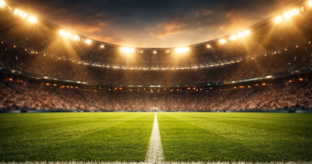 Football stadium with betting odds displayed on screen during match day