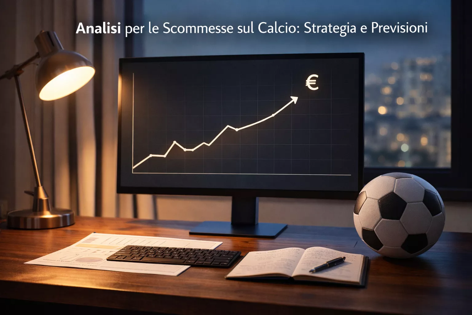Football analyst desk with data charts and match footage on screen