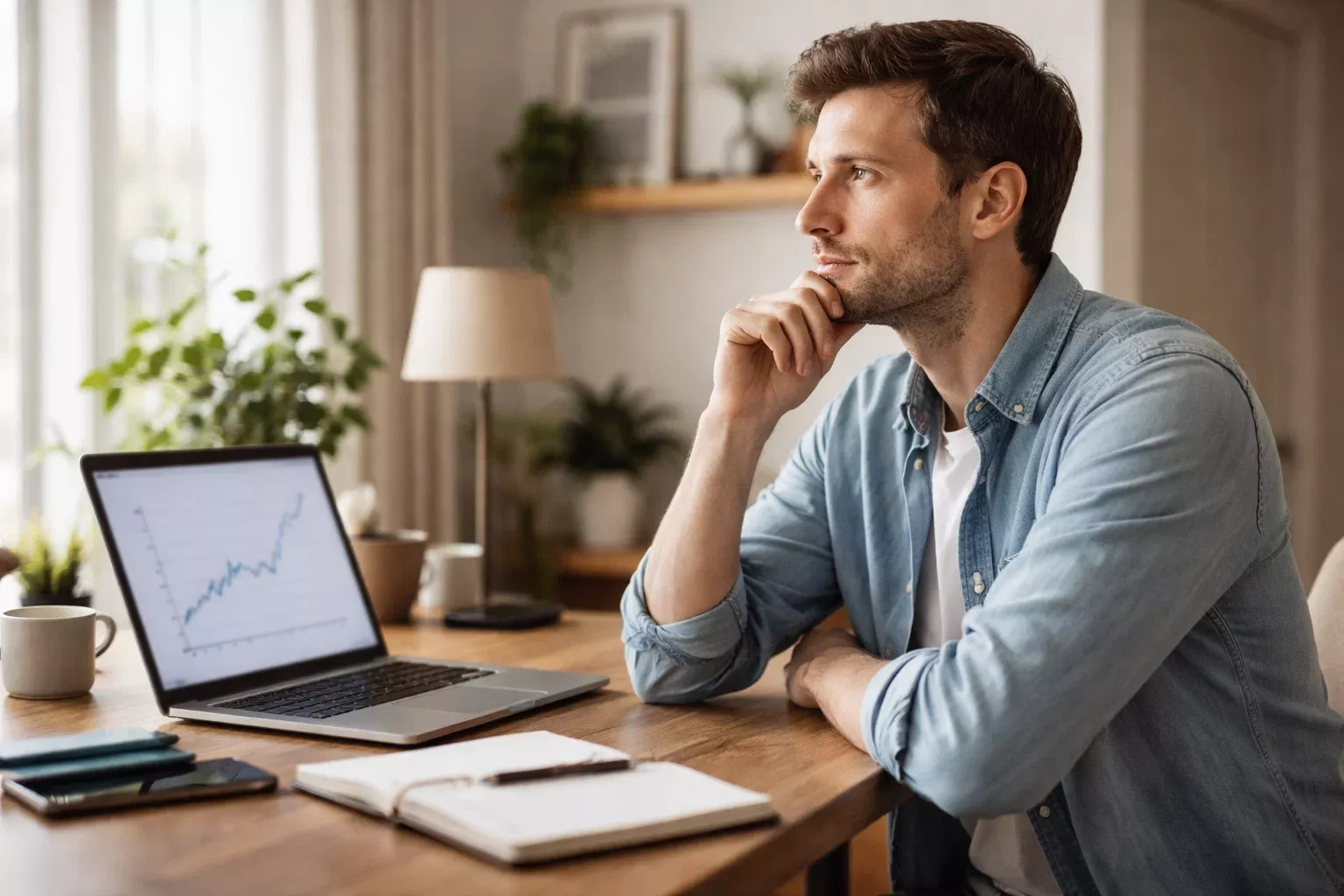Person pausing thoughtfully while reviewing betting analysis